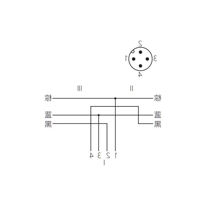 M12 4Pin male head with 2 free ends, Y-type precast slag resistant PUR flexible cable, orange jacket, 64TY03-XXX